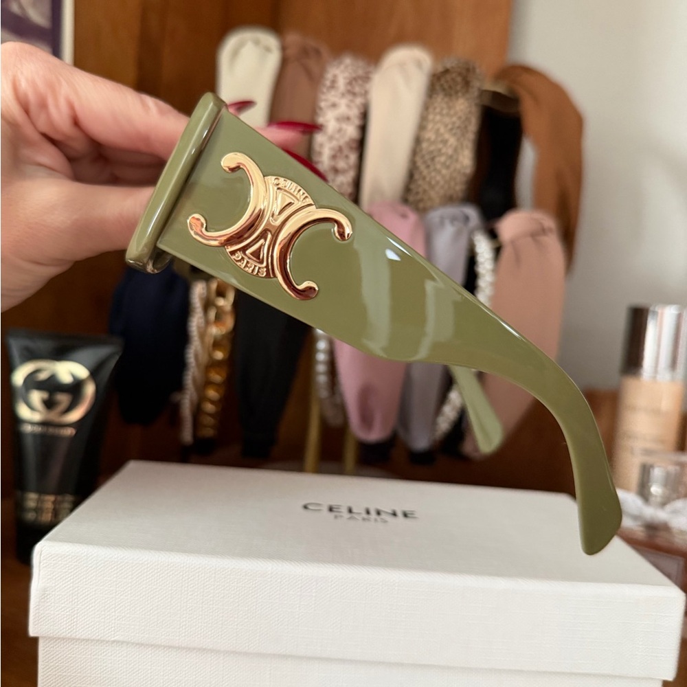 Faux designer CC sunglasses green olive and Gold triumph Sunglasses - Picture 11 of 12